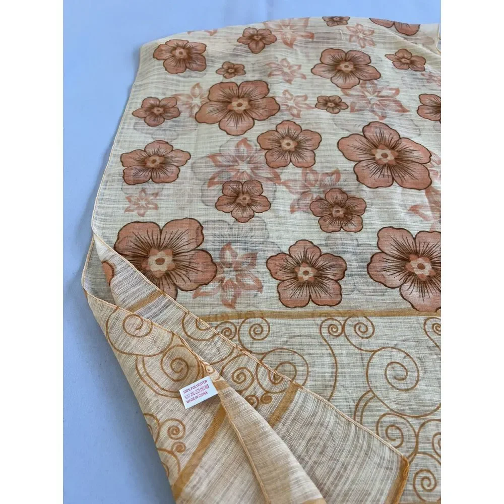 Hanmei Beige Orange Floral Scarf 63